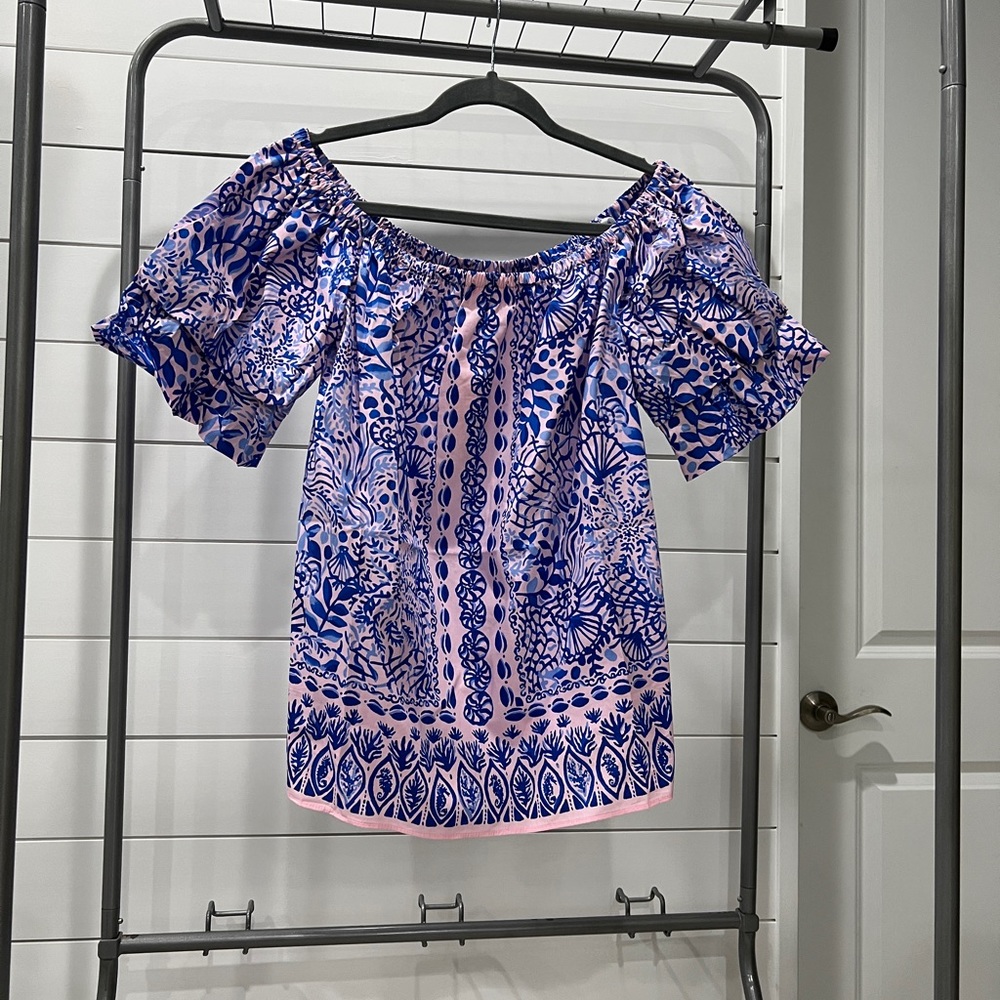 Frankee off the shoulder top-Calla Lilly Pink High Tide Good Vibes-L